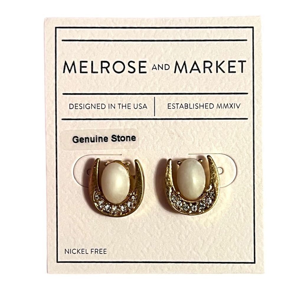🤯5/$25🤯 NWT Melrose And Market Gold Tone Genuine Stone And Rhinestone Earrings